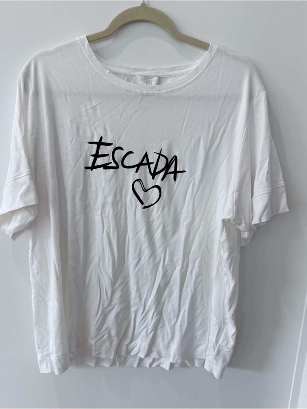 Escada White and Silver Logo Tee